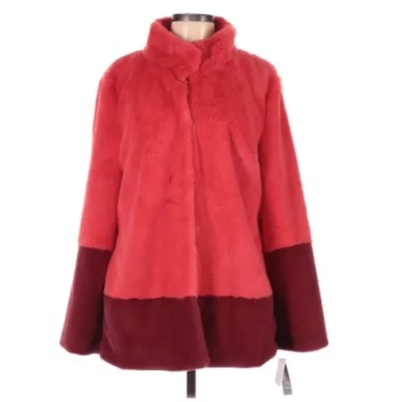 NWT Trina Turk Pink Faux Fur Jacket - Picture 3 of 10